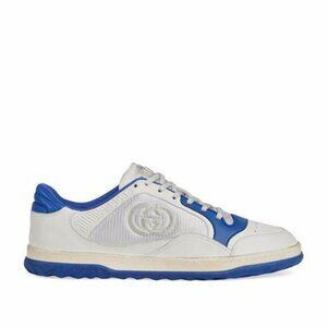 GUCCI MEN'S MAC80 SNEAKER. SIZE USA 12.5 / GUCCI 12. OFF WHITE & BLUE LEATHER